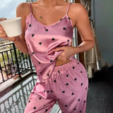 Conjuntos de pijamas de seda cetim para mulheres