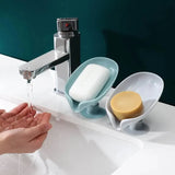 2 pçs dreno suporte de sabão forma folha caixa sabão ventosa bandeja rack secagem para chuveiro esponja recipiente cozinha acessórios do banheiro